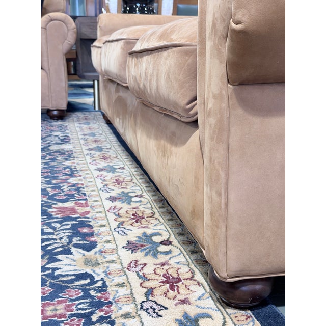 Tan Restoration Hardware Lancaster Luxe Extra-Deep Tan Leather Three-Seat Sofa For Sale - Image 8 of 11