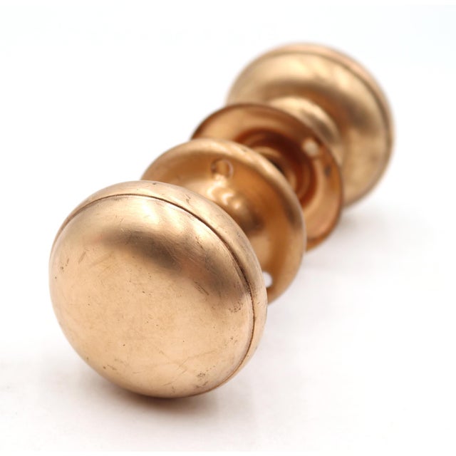 Vintage Classic Passage Brushed Brass Door Knob Set For Sale - Image 4 of 5