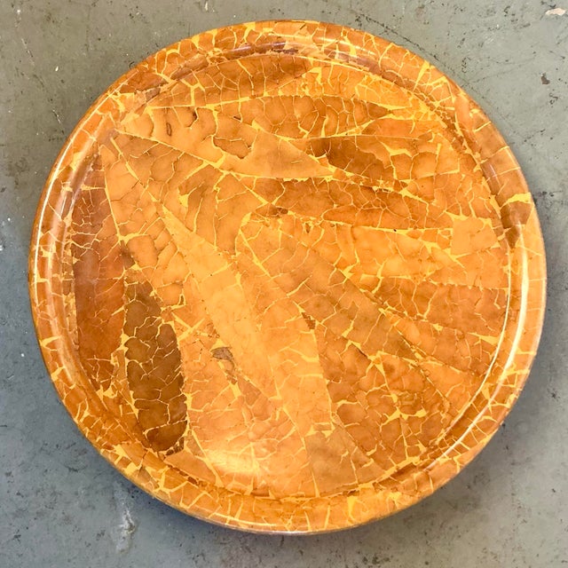Vintage Boho Lacquered Tabacco Leaf Lazy Susan For Sale - Image 10 of 12