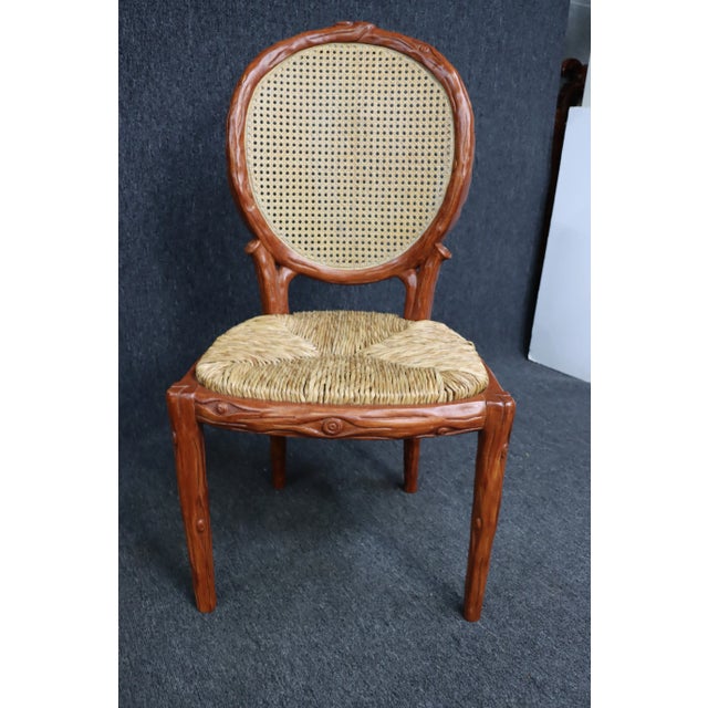 Contemporary Branch Form Caned and Rush Seat Side Chair For Sale - Image 3 of 6
