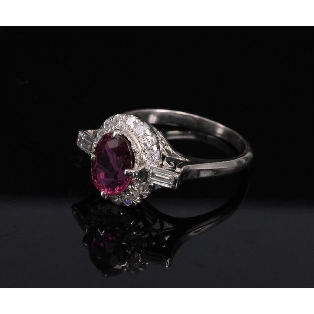 Late 20th Century 1.98ct Gia Thai Untreated - No Heat Ruby & 0.49ct Diamond Platinum Ring Size 7 For Sale In New York - Image 6 of 18