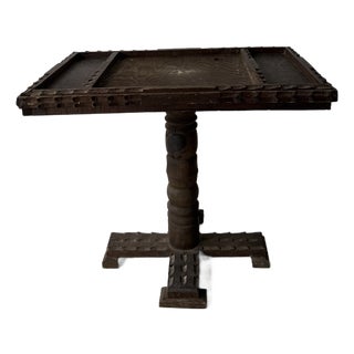 Vintage Hand Carved Tramp Style Side Table For Sale