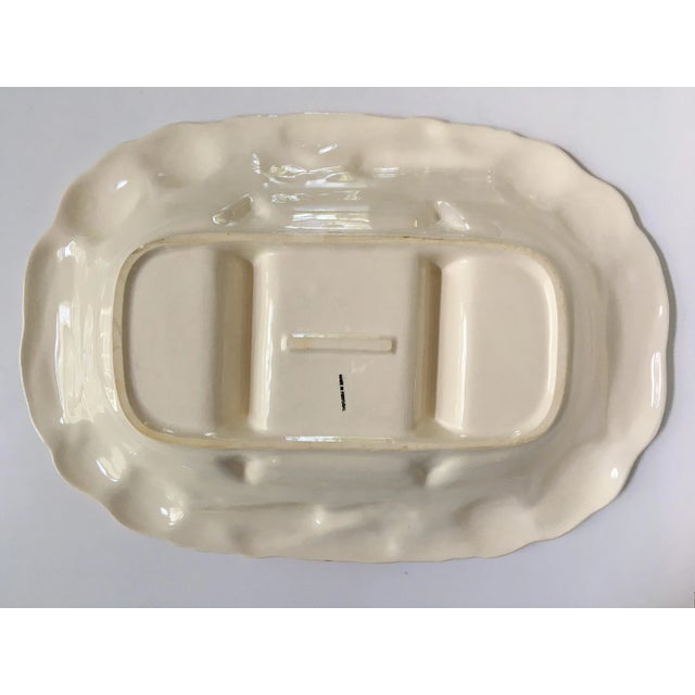 19" Large Hand Painted Divided Vegetable Serving Platter - Made in Portugal For Sale - Image 9 of 12