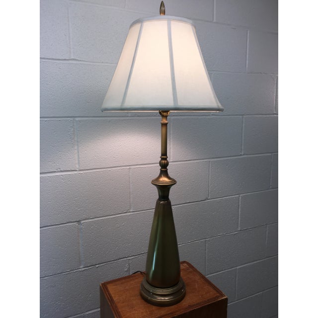 Mid 20th Century Rembrandt Solid Brass Table Lamp and Shade - a Pair For Sale - Image 5 of 13