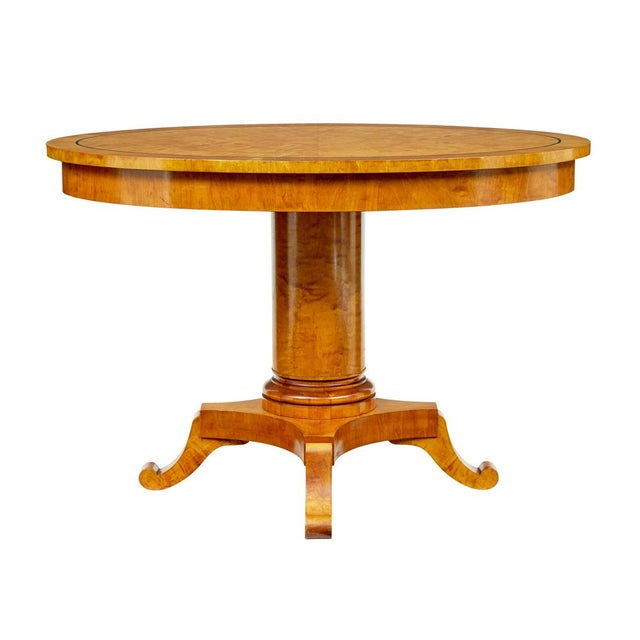 late 19th century swedish birch oval center table circa 1895. fine quality karl johan inspired center table. quarter...