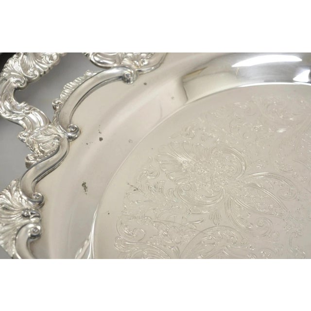 Metal Vintage Bristol Poole 145 Silver Plated Victorian Oval Serving Platter Bar Tray For Sale - Image 7 of 11