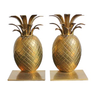 Vintage Brass Pineapple Bookends - A Pair For Sale