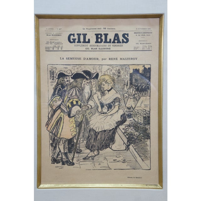 Antique Gil Blas French Belle Époque Newspaper Advertising Framed Steinlen 23" - Set of 4 For Sale - Image 10 of 18