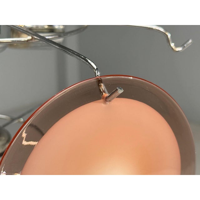 1960s Mid-Century Modern, Bright Pink Murano Glass, Chrome, Pendant Light, 1960s For Sale - Image 5 of 9