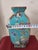 Blue Chinese Ceramic Vase Qing Dynasty Qianlong Marked Blue Ground Famille Rose Porcelain Square Vase Hand Painted Flowers and Birds Pattern For Sale - Image 8 of 11