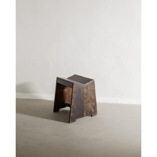 Wood French Mid-Century Wooden Sewing Stool in Teak by Pierre Jeanneret, 1950s For Sale - Image 7 of 7