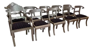 Set 10 Moroccan Metal Clad Rams Head Dining Chairs