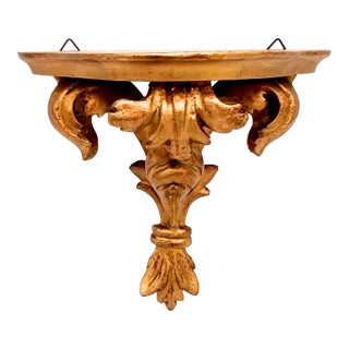 Vintage Italian Florentine Gold Gilt Wood Wall Bracket – Mid-20th Century, Hollywood Regency, Old World Charm For Sale