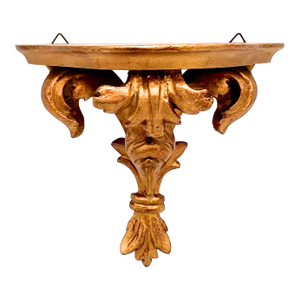 Vintage Italian Florentine Gold Gilt Wood Wall Bracket – Mid-20th Century, Hollywood Regency, Old World Charm