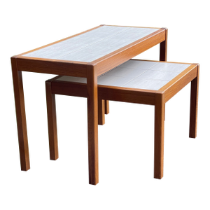 1980s Set of 2 Mid Century Modern Vintage Danish Modern Teak Table and Side Table by Gangso Mobler