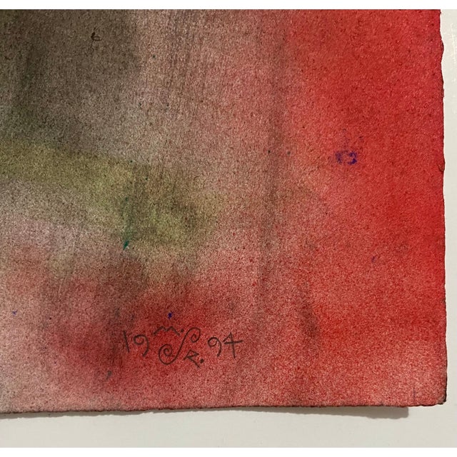 Mason Rader, Abstract Surrealist Spray Paint Mixed Media Painting Outsider Art Mason Rader, 1994 For Sale - Image 4 of 6