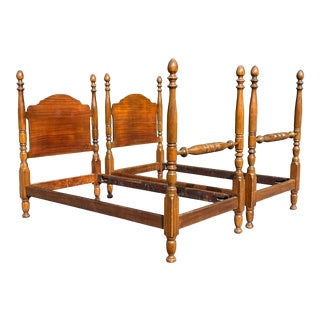 Vintage Mahogany Twin Bed Frames- a Pair For Sale
