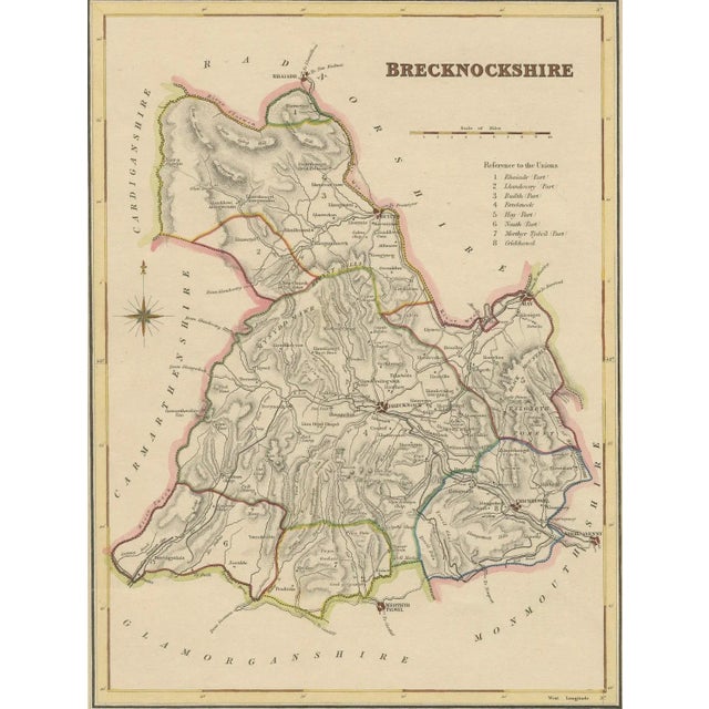 Black Antique Map of Brecknockshire in Wales by Creighton & Walker, 1830s For Sale - Image 8 of 10