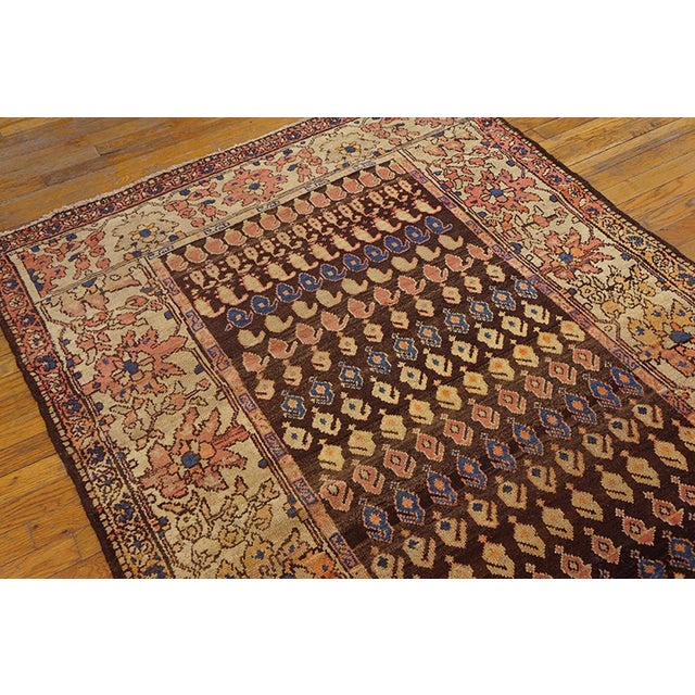 1930s Brown Paisley Traditional Antique Persian Malayer Rug 4' X 6'5" Handknotted Wool Carpet For Sale - Image 4 of 6