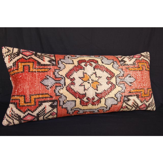 Mid 20th Century Handmade Traditional Turkish Rug Pillow Cover -15'' X 33'' For Sale - Image 5 of 11