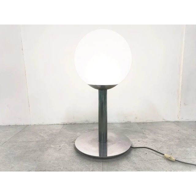 Glass Italian Glass and Chrome Table Lamp, 1960s For Sale - Image 7 of 10