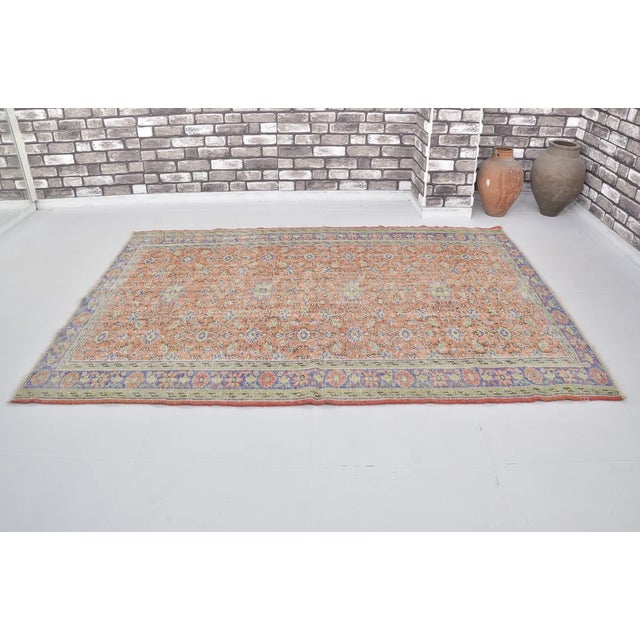 Handmade wool carpet in Turkish Anatolia , Vintage Oushak Rug,Turkish Vintage Anatolian Rug, Handmade wool Rug . One Of...