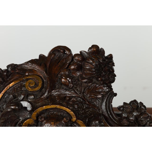 Black Forest Swiss 1900s Carved Wooden Fragment with Bear Motif and Gilt Accents For Sale In Atlanta - Image 6 of 12