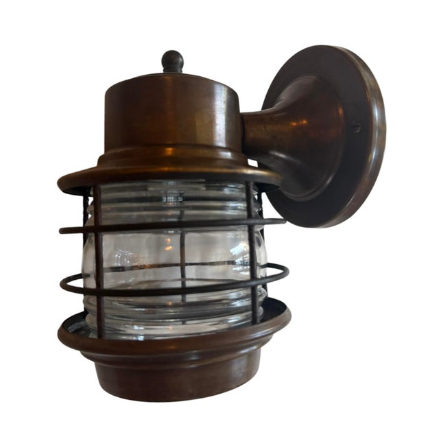 Mid-Century Modern Antique Mixed Metal Outdoor Wall Sconce For Sale - Image 3 of 6