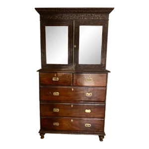 Antique Anglo-Indian Rosewood Campaign Bookcase 43w 80h 18d