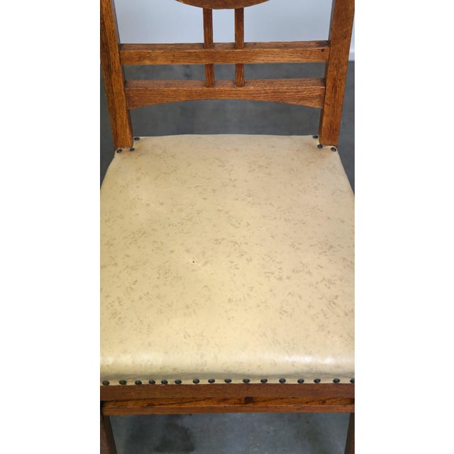 Wood Antique Art Nouveau Style Dining Chairs with Light Skai Leather Upholstery, Set of 4 For Sale - Image 7 of 14