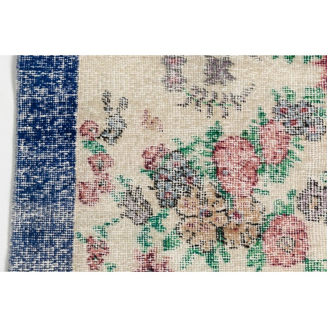 Beige Hand Knotted Beige and Blue Wool Runner Rug For Sale - Image 8 of 12