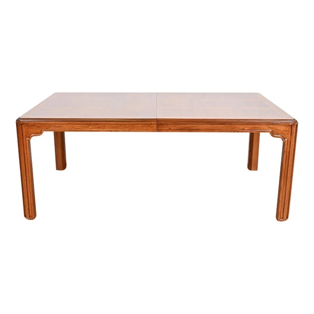 Mid 20th Century Drexel Heritage Mid-Century Hollywood Regency Oak and Burl Wood Dining Table For Sale