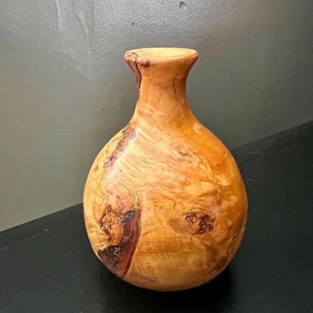 1990s Hand-Crafted Burlwood Vase, Artist Signed and Dated For Sale - Image 9 of 11
