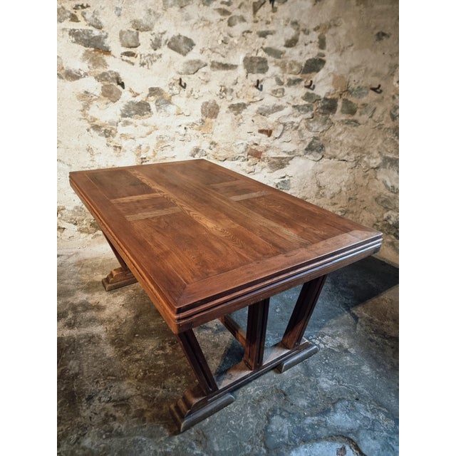 Vintage French Arts & Crafts Style Oak Table, 1930s For Sale - Image 11 of 18