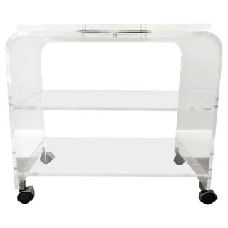 20th Century Italian 2 Tier Acrylic and Metal Waterfall Media Stand For Sale