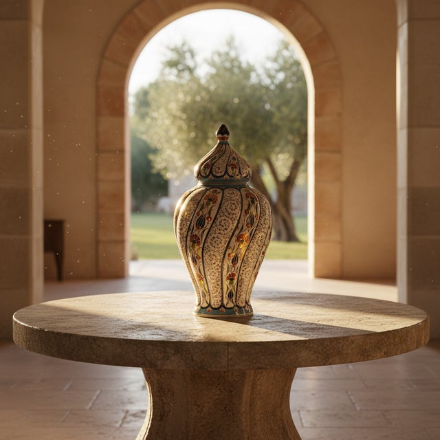 The Swirling Temple Jar: Art in Motion Bring dynamic energy to your interior with this 50cm Handmade Ceramic Swirling...