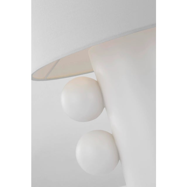 Tiglia Low Table Lamp in Plaster White with Linen Shade Designer: Kelly Wearstler Height: 20.5" Shade Detail: 14.75" x...