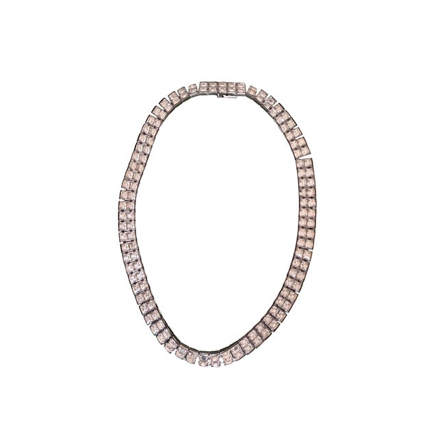 Art Deco 1930’s Square Cut Crystal Line Chain Tennis Necklace For Sale In Los Angeles - Image 6 of 8