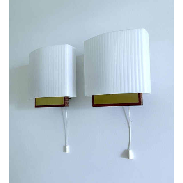 Metal Vintage Danish Glass Sconces, 1960s, Set of 2 For Sale - Image 7 of 18