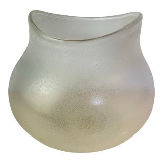 Vintage Murano-Style Scavo Crystaline Finish Glass Vase, Organic Freeform For Sale