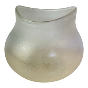 Vintage Murano-Style Scavo Crystaline Finish Glass Vase, Organic Freeform