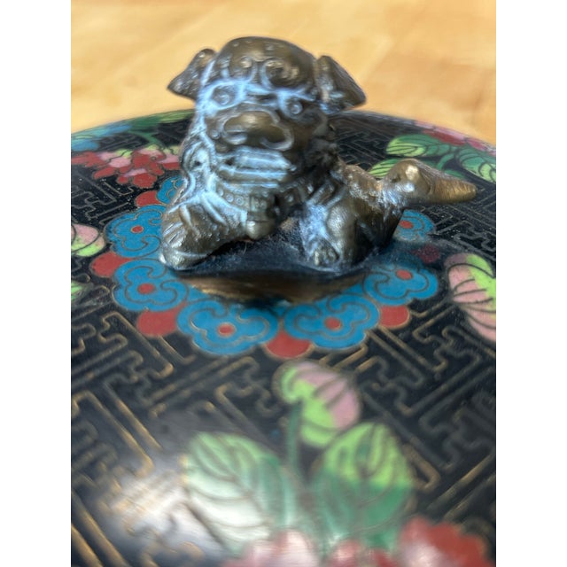 Chinese Antique Cloisonné Tea Caddy For Sale - Image 3 of 11