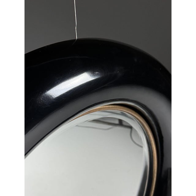 Black Vintage Round Black Mirror, 1980s For Sale - Image 8 of 18