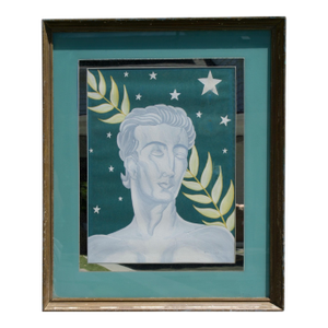Framed Greek Neoclassical Portrait Painting, Artist Signed