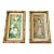 Chinoiserie Floral Gold Faux Bamboo Wood Framed Artwork- A Pair For Sale