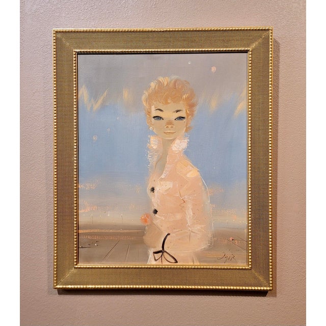 Igor Pantuhoff -Portrait Red Haired Girl w/Big Eyes & a Pink Jacket-1960s Oil Painting Russian Expressionist - Oil...