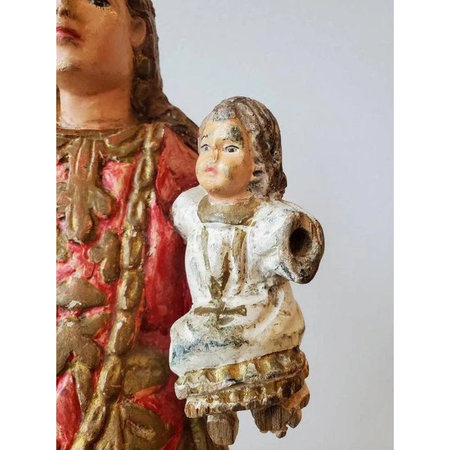 Antique Spanish Colonial Carved Santo Altar Figure For Sale - Image 9 of 11