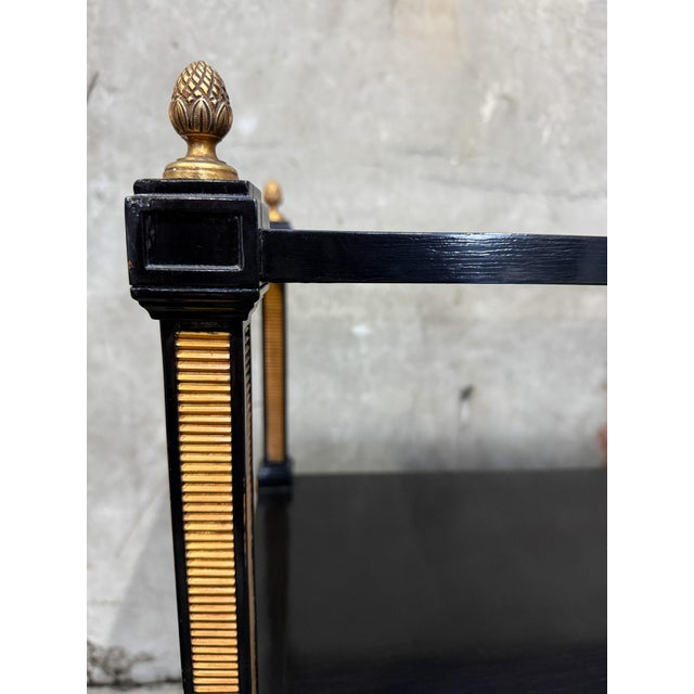 1940s 1940s Regency Ebonized & Bronze-Mounted Drinks Cart — In the Manner of Maison Jansen, Paris For Sale - Image 5 of 16