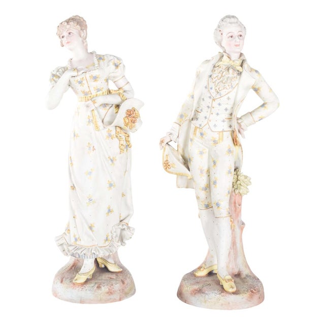 European Porcelain Statuettes, 1910, Set of 2 For Sale - Image 11 of 11