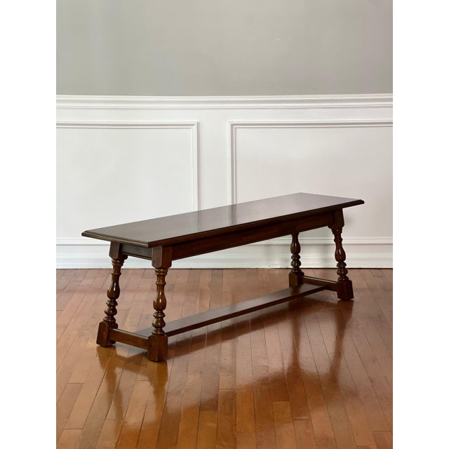 Harden Furniture Harden Furniture Country English Style Cherry Wood Bench With Splayed Legs, 20th C. For Sale - Image 4 of 14